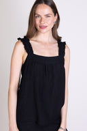 SS25 Linen Frill Cami - Black