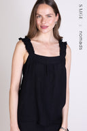 SS25 Linen Frill Cami - Black