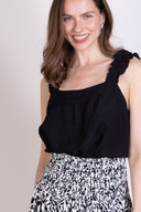 SS25 Linen Frill Cami - Black