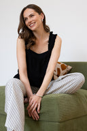 SS25 Linen Frill Cami - Black