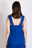 SS25 Linen Frill Cami - Cobalt