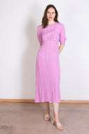 SS26 Sustainable Viscose Midi Dress - Orchid & Ivory