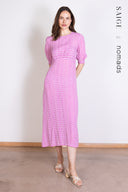 SS26 Sustainable Viscose Midi Dress - Orchid & Ivory