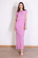 SS26 Sustainable Viscose Tie Neck Top - Orchid & Ivory
