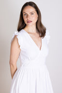 SS26 Plain Textured Cotton Midi Dress- White