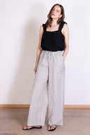 SS26 Striped High Waist Wide Leg Trouser - Ivory & Black