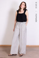 SS26 Striped High Waist Wide Leg Trouser - Ivory & Black