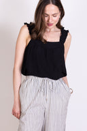 SS26 Striped High Waist Wide Leg Trouser - Ivory & Black