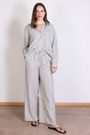 SS26 Striped High Waist Wide Leg Trouser - Ivory & Black
