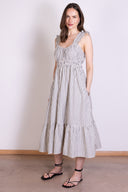 SS25 Striped Cotton Sundress - Ivory & Black