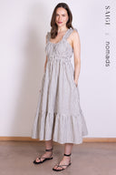 SS25 Striped Cotton Sundress - Ivory & Black