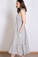 SS25 Striped Cotton Sundress - Ivory & Black