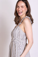 SS25 Striped Cotton Sundress - Ivory & Black