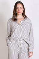 SS25 Striped Cotton Oversized Shirt - Ivory & Black