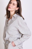 SS25 Striped Cotton Oversized Shirt - Ivory & Black