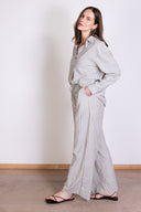 SS25 Striped Cotton Oversized Shirt - Ivory & Black