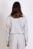 SS25 Striped Cotton Oversized Shirt - Ivory & Black