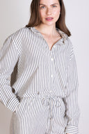SS25 Striped Cotton Oversized Shirt - Ivory & Black