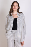 SS25 Striped Cotton Oversized Shirt - Ivory & Black
