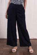 SS26 - Wide Leg Linen Trouser - Black