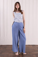 SS26 - Wide Leg Linen Trouser - Cornflower