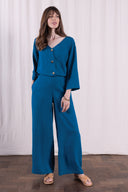 SS26 - Wide Leg Linen Trouser - Neptune
