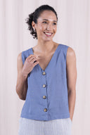 SS26 - Button ThroughVest - Cornflower