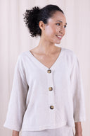 SS26 - V Neck Shirt Jacket - Natural