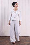 SS26 - V Neck Shirt Jacket - Natural