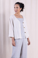 SS26 - V Neck Shirt Jacket - Natural