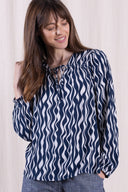 SS26 - Smock Tie Front Blouse - Navy