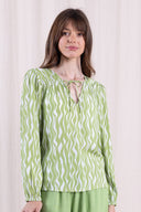 SS26 - Smock Tie Front Blouse - Pistachio