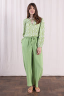 SS26 - Smock Tie Front Blouse - Pistachio