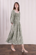 SS26 - Square Neck Shirred Dress - Verdant