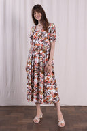 SS26 - Gathered Sleeve Midi Dress - Multi