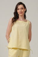 SS27 Seersucker Square Neck Top - Pale Yellow