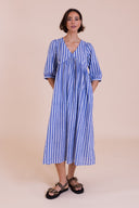 SS26 Tie Back Midi Dress - Blue