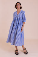 SS26 Tie Back Midi Dress - Blue