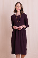AW26 Relaxed Textured Jersey Dress - Burgundy