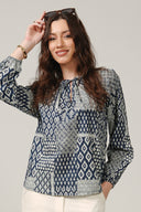 SS27 Printed Raglan Sleeve Top - Blue