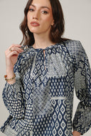 SS27 Printed Raglan Sleeve Top - Blue