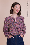 Saige AW25 Frill Neck Blouse - Multi