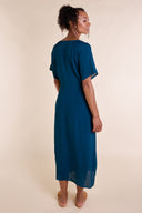 SS25 Sweetheart Neck Midi Dress - Blue