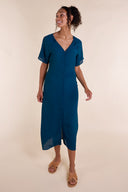 SS25 Sweetheart Neck Midi Dress - Blue