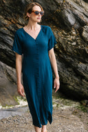 SS25 Sweetheart Neck Midi Dress - Blue