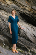 SS25 Sweetheart Neck Midi Dress - Blue