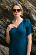 SS25 Sweetheart Neck Midi Dress - Blue