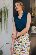 SS25 Frill Neck Sleeveless Top - Blue