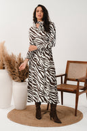 ZB8058 Zebra Print Tiered Skirt - Chocolate